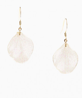 Boucles d'oreilles pétales d'hortensia Blanc Pailleté