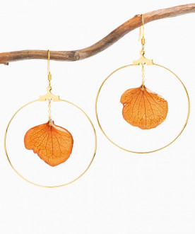 Créoles pétales d'hortensia orange