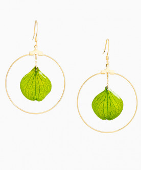 Créoles pétales d'hortensia vert