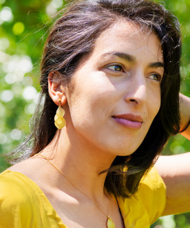 Boucles d'oreilles pendantes pétales d'hortensia poudré