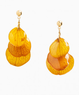 Boucles d'oreilles pendantes pétales d'hortensia safran
